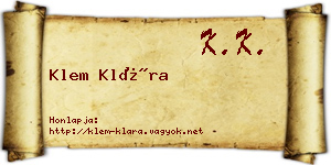 Klem Klára névjegykártya